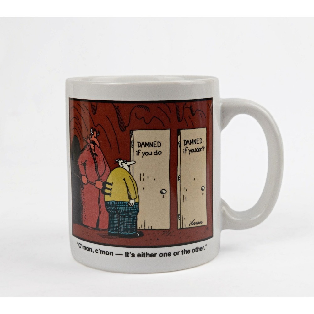 Vintage Far Side Mug Devil Hell 1986 Gary Larson Cartoon Kitsch Kitchen Decor